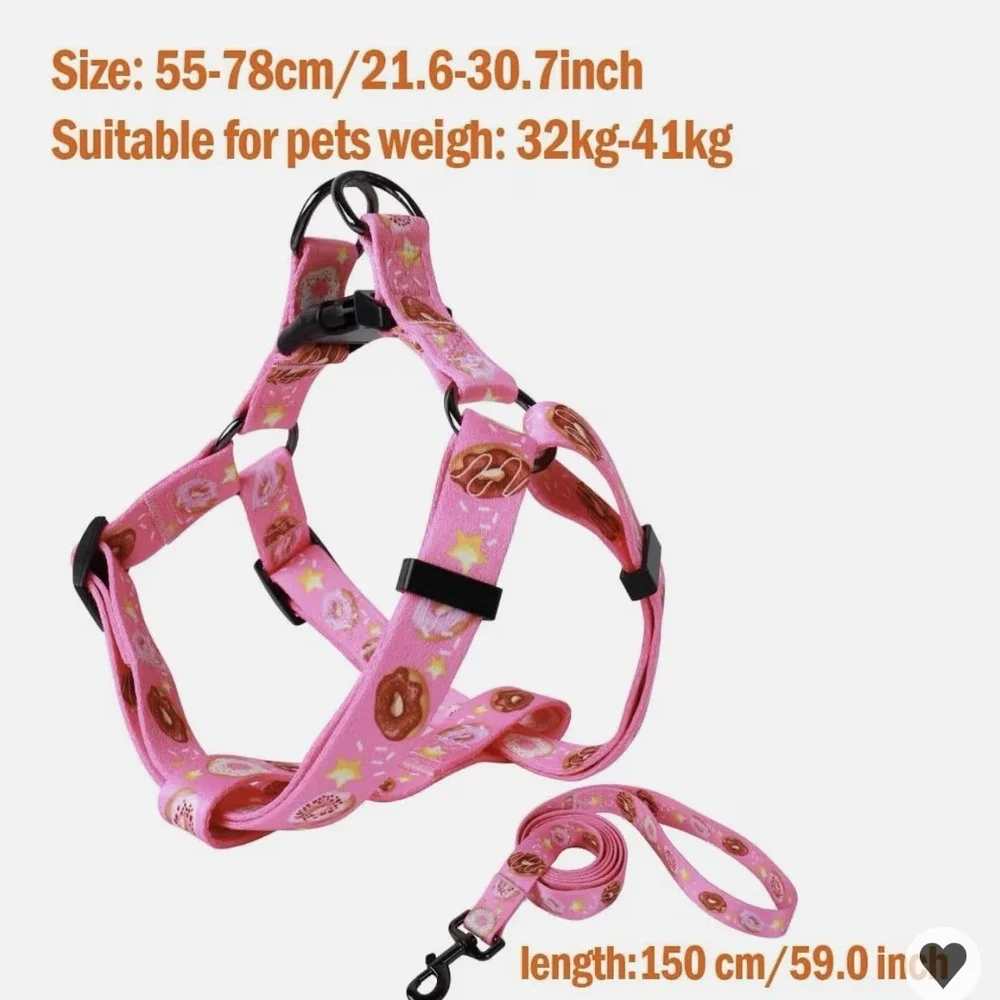 Dog Harness Leash Set Adjustable Heavy Duty No Pull Size L ( 22